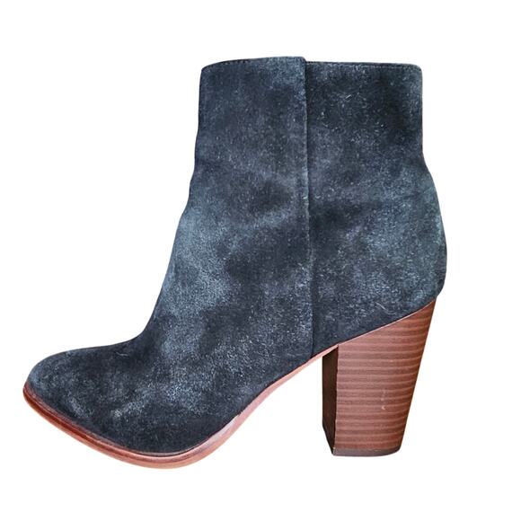 Sam Edelman Blake Black Suede Heels Boots Booties Side Zipper Block Heel 8.5 EUC - Picture 2 of 12